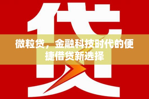 科右中旗微粒贷，金融科技时代的便捷借贷新选择